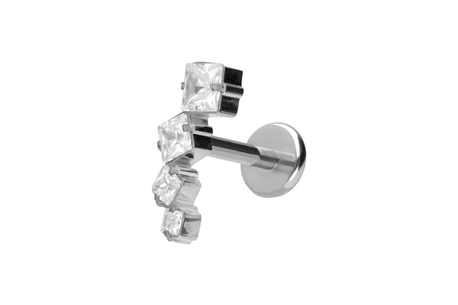Titan Labret Piercing mit Push Fit KRISTALLBOGEN